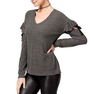 Dark Grey Cozy Ruffled Sweater